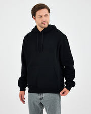 Unisex Black Embroidered Hooded Organic Cotton Standard Fit Sweatshirt -1011203