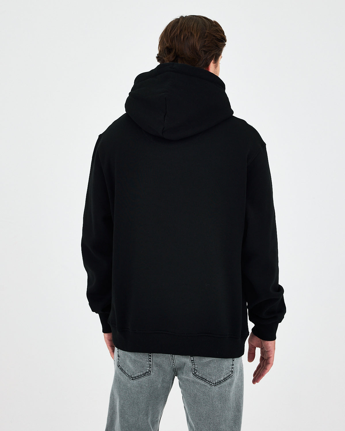 Unisex Black Embroidered Hooded Organic Cotton Standard Fit Sweatshirt -1011203