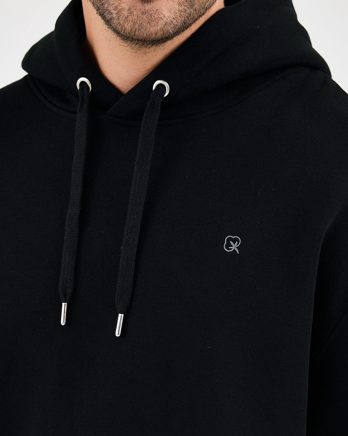 Unisex Silver Embroidered Hooded Organic Cotton Oversize Sweatshirt-1011403