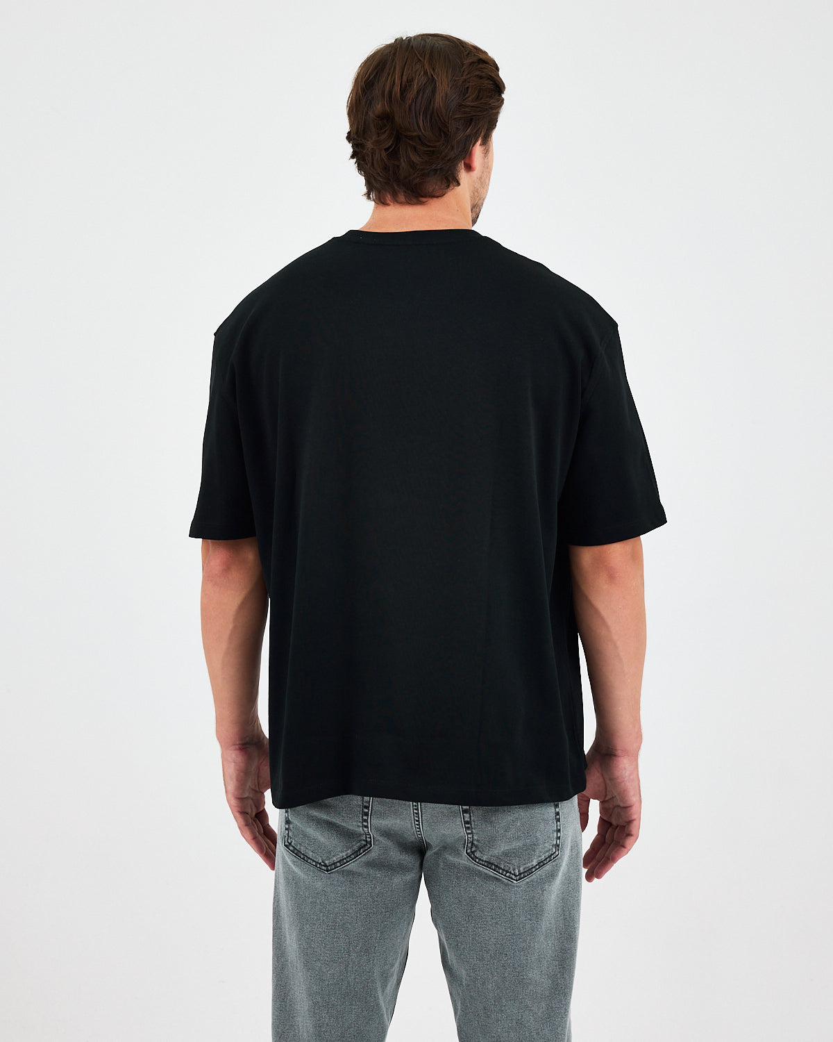 Unisex Silver Embroidered Oversized Crew Neck Organic Cotton T-Shirt-1010503
