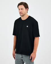 Unisex White Appliqué Logo Organic Cotton Oversized Crew Neck T-shirt-10305R03