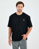 Unisex White Appliqué Logo Organic Cotton Oversized Crew Neck T-shirt-10305R03