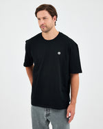 Unisex White Appliqué Logo Organic Cotton Oversized Crew Neck T-shirt-10305R03