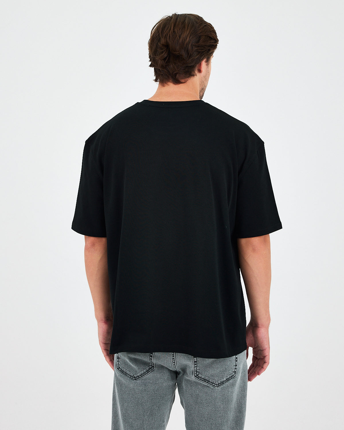 Unisex White Appliqué Logo Organic Cotton Oversized Crew Neck T-shirt-10305R03
