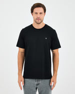 Unisex Siyah Beyaz Nakışlı Standart Kalıp Bisiklet Yaka Organik Pamuklu T-Shirt
