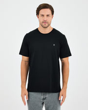 Unisex Siyah Beyaz Nakışlı Standart Kalıp Bisiklet Yaka Organik Pamuklu T-Shirt