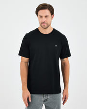 Unisex Siyah Beyaz Nakışlı Standart Kalıp Bisiklet Yaka Organik Pamuklu T-Shirt