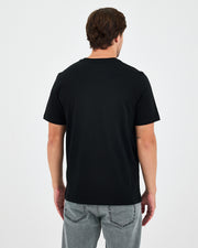 Unisex Siyah Beyaz Nakışlı Standart Kalıp Bisiklet Yaka Organik Pamuklu T-Shirt