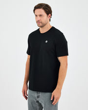 Unisex White Appliqué Logo Organic Cotton Standard Fit Crew Neck T-shirt-10302R03