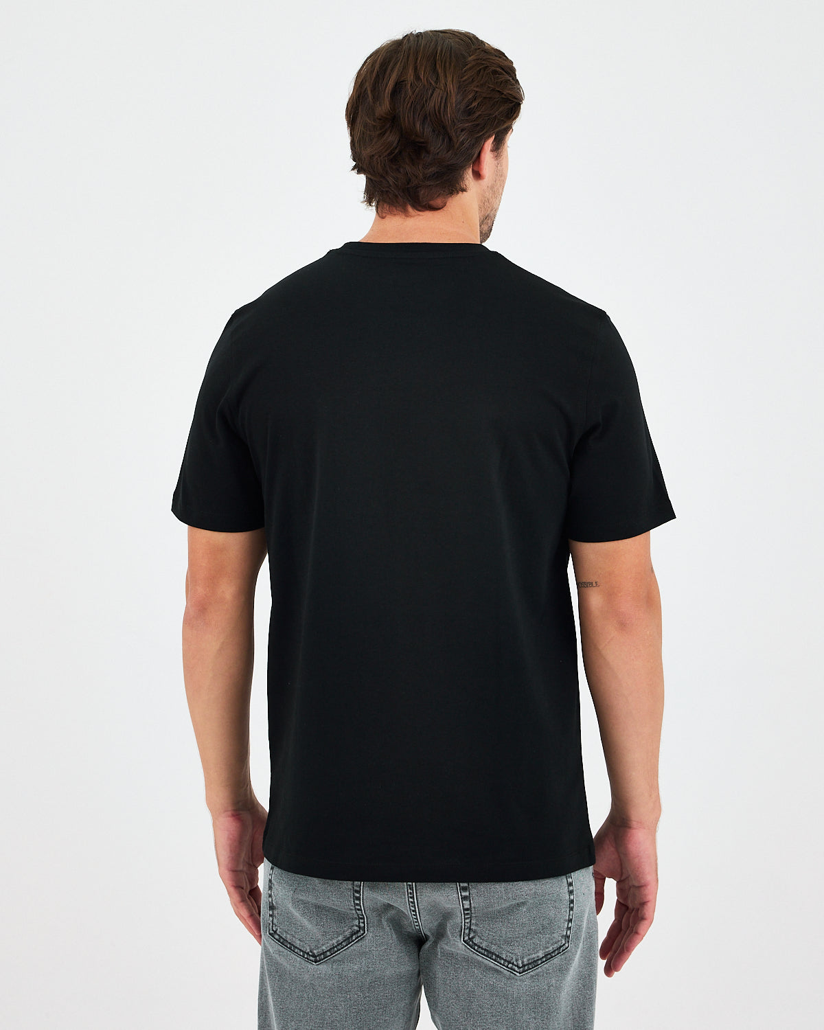 Unisex White Appliqué Logo Organic Cotton Standard Fit Crew Neck T-shirt-10302R03
