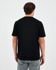 Unisex Siyah Beyaz Aplike Logo BCI Sertifikalı Pamuk Standart Kesim Bisiklet Yaka T-shirt