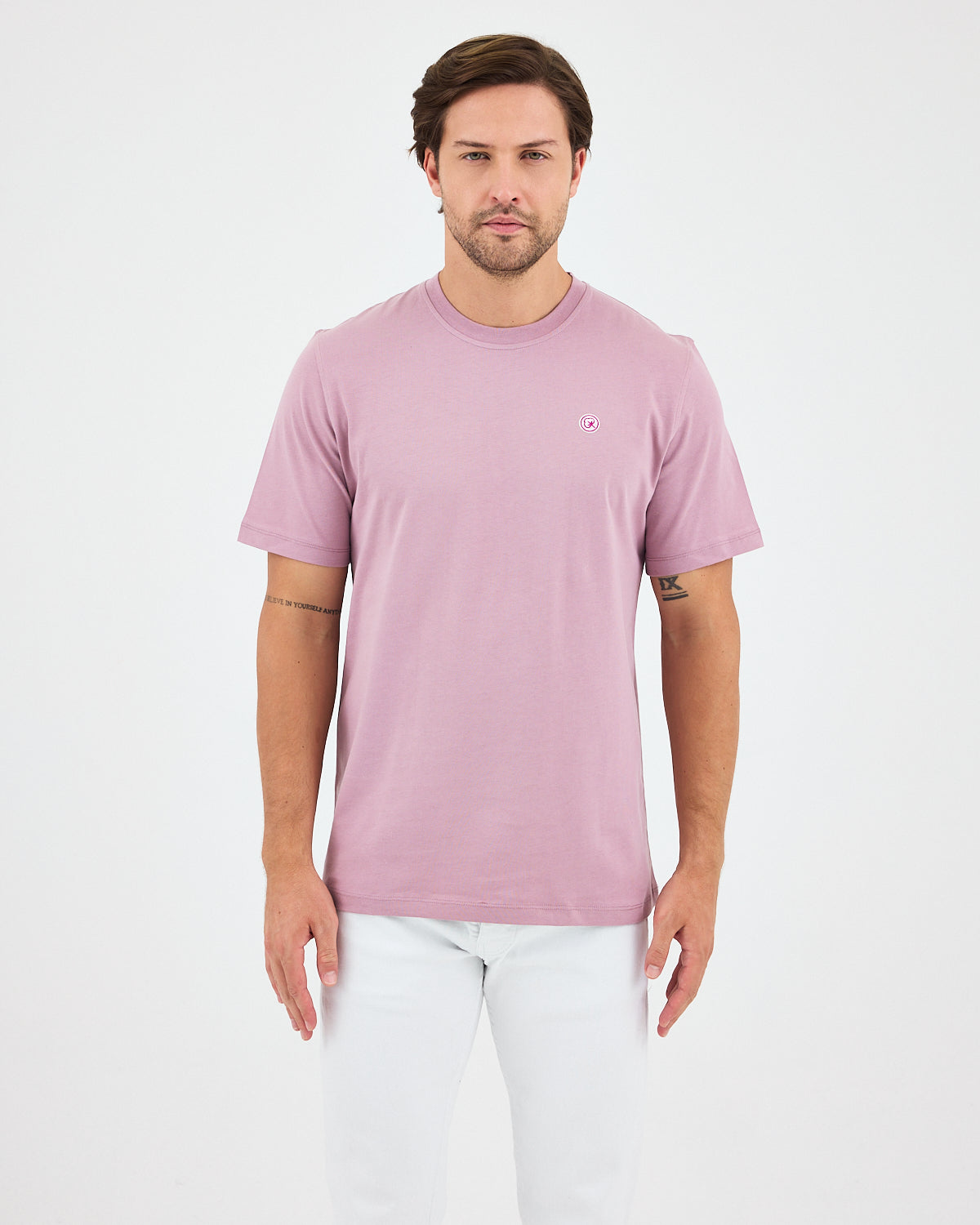 Unisex Lilac Contrast Appliqué Logo Detail Standard Fit Organic Cotton T-Shirt - 10302C14