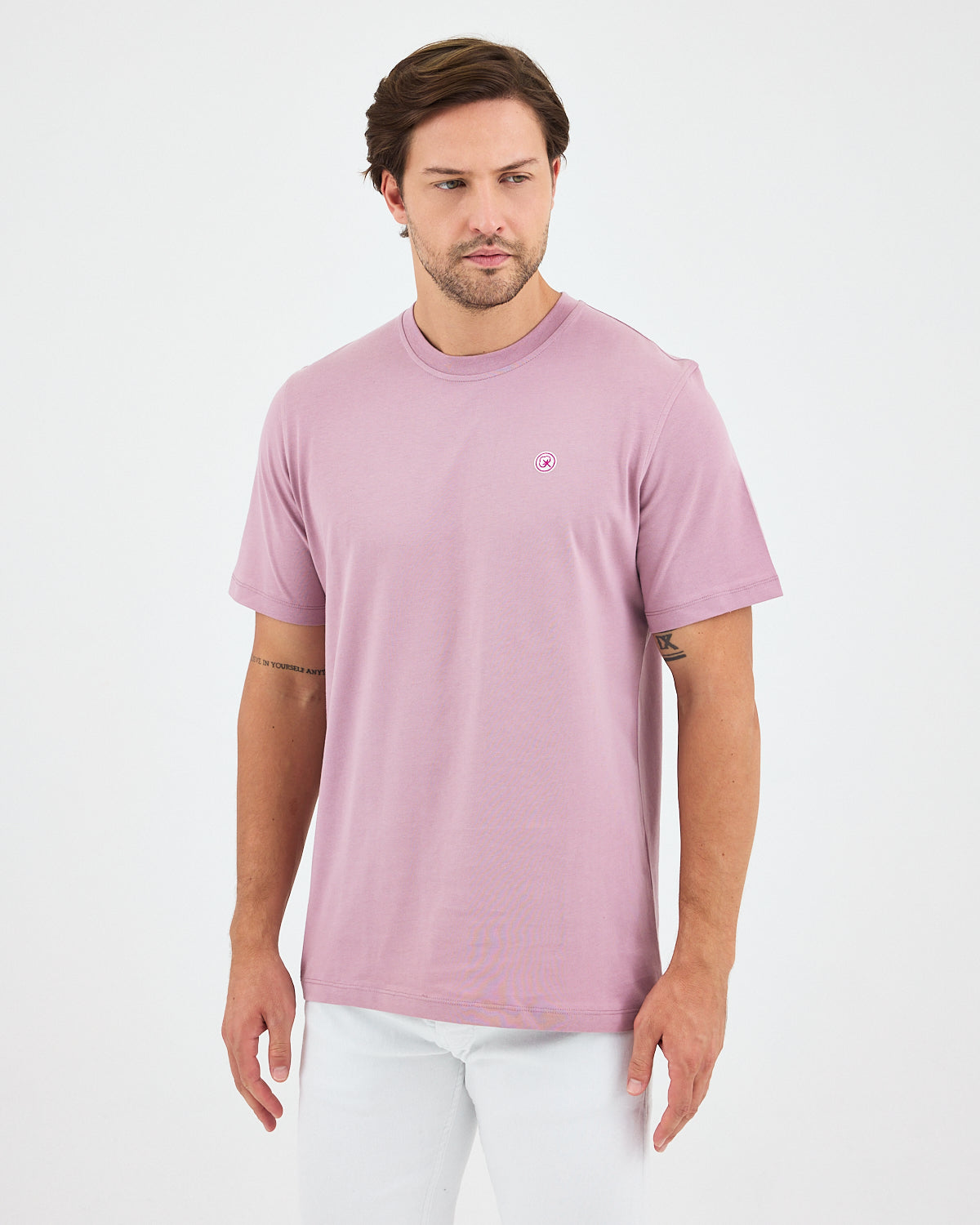 Unisex Lilac Contrast Appliqué Logo Detail Standard Fit Organic Cotton T-Shirt - 10302C14