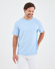 Unisex Açık Mavi Nakış Standart Kalıp BCI Sertifikalı Pamuklu Bisiklet Yaka T-Shirt