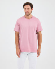 Unisex Lila Pembe Nakış Standart Kalıp Bisiklet Yaka Organik Pamuk T-Shirt