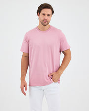 Unisex Lila Pembe Nakış Standart Kalıp Bisiklet Yaka Organik Pamuk T-Shirt