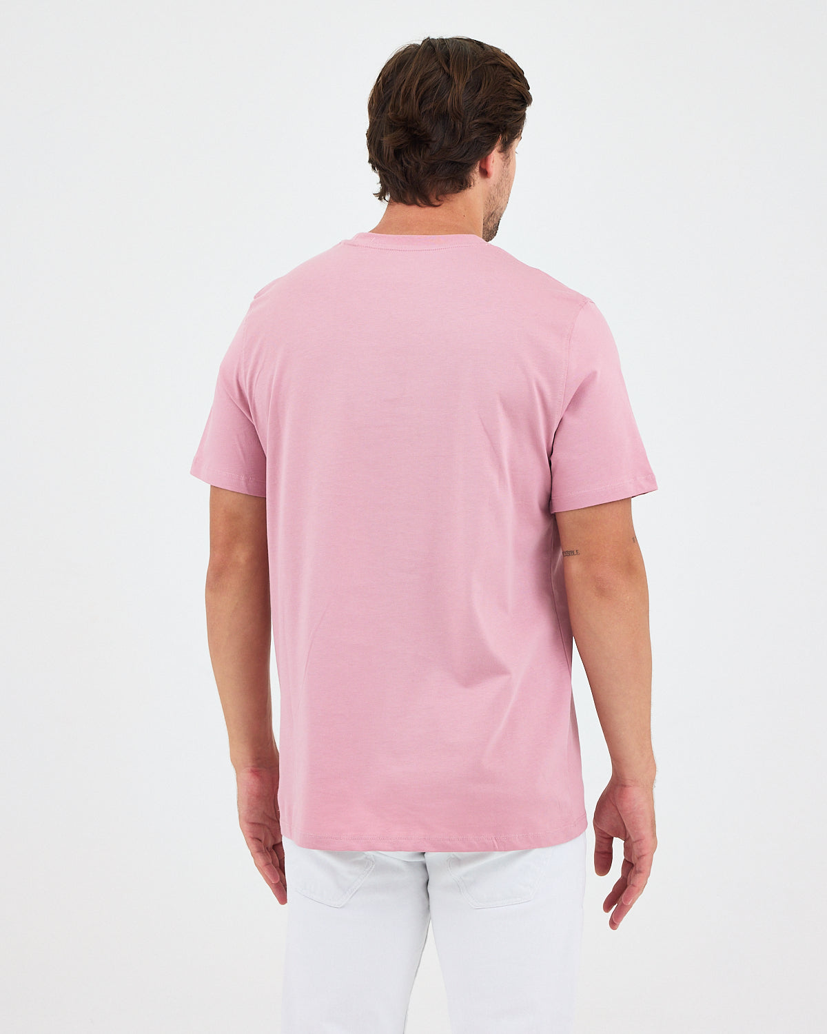Unisex Lila Pembe Nakış Standart Kalıp Bisiklet Yaka Organik Pamuk T-Shirt