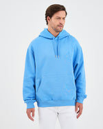Unisex Mavi Nakışlı Kapüşonlu Organik Pamuk Oversize Sweatshirt