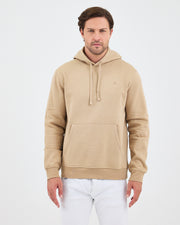 Unisex Bej Nakışlı Kapüşonlu Organik Pamuk Recycled Polyester Standart Kalıp Sweatshirt