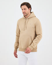 Unisex Bej Nakışlı Kapüşonlu Organik Pamuk Recycled Polyester Standart Kalıp Sweatshirt