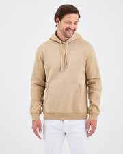Unisex Bej Nakışlı Kapüşonlu Organik Pamuk Recycled Polyester Standart Kalıp Sweatshirt