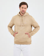 Unisex Bej Nakışlı Kapüşonlu Organik Pamuk Recycled Polyester Standart Kalıp Sweatshirt
