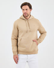 Unisex Bej Nakışlı Kapüşonlu Organik Pamuk Recycled Polyester Standart Kalıp Sweatshirt