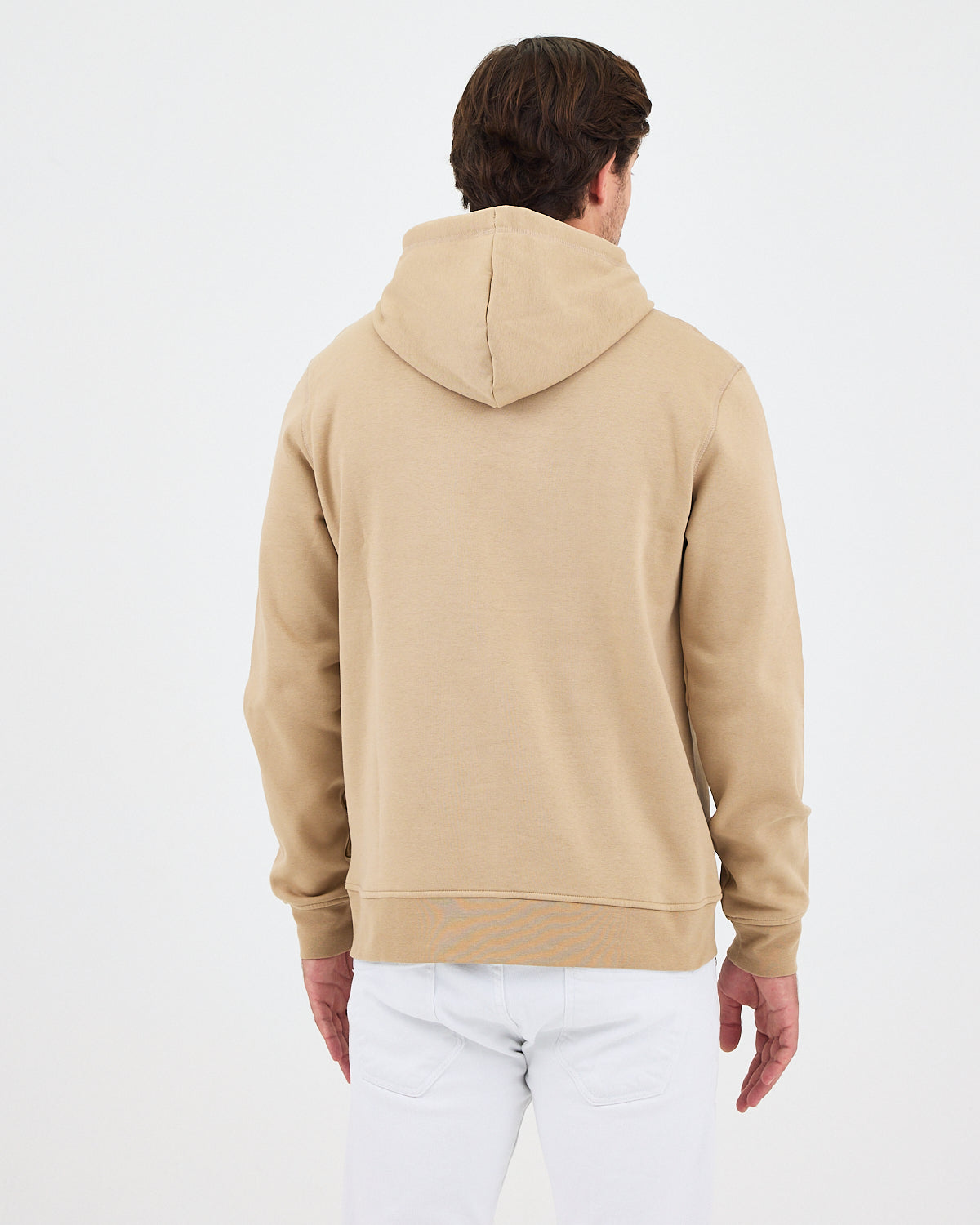 Unisex Bej Nakışlı Kapüşonlu Organik Pamuk Recycled Polyester Standart Kalıp Sweatshirt