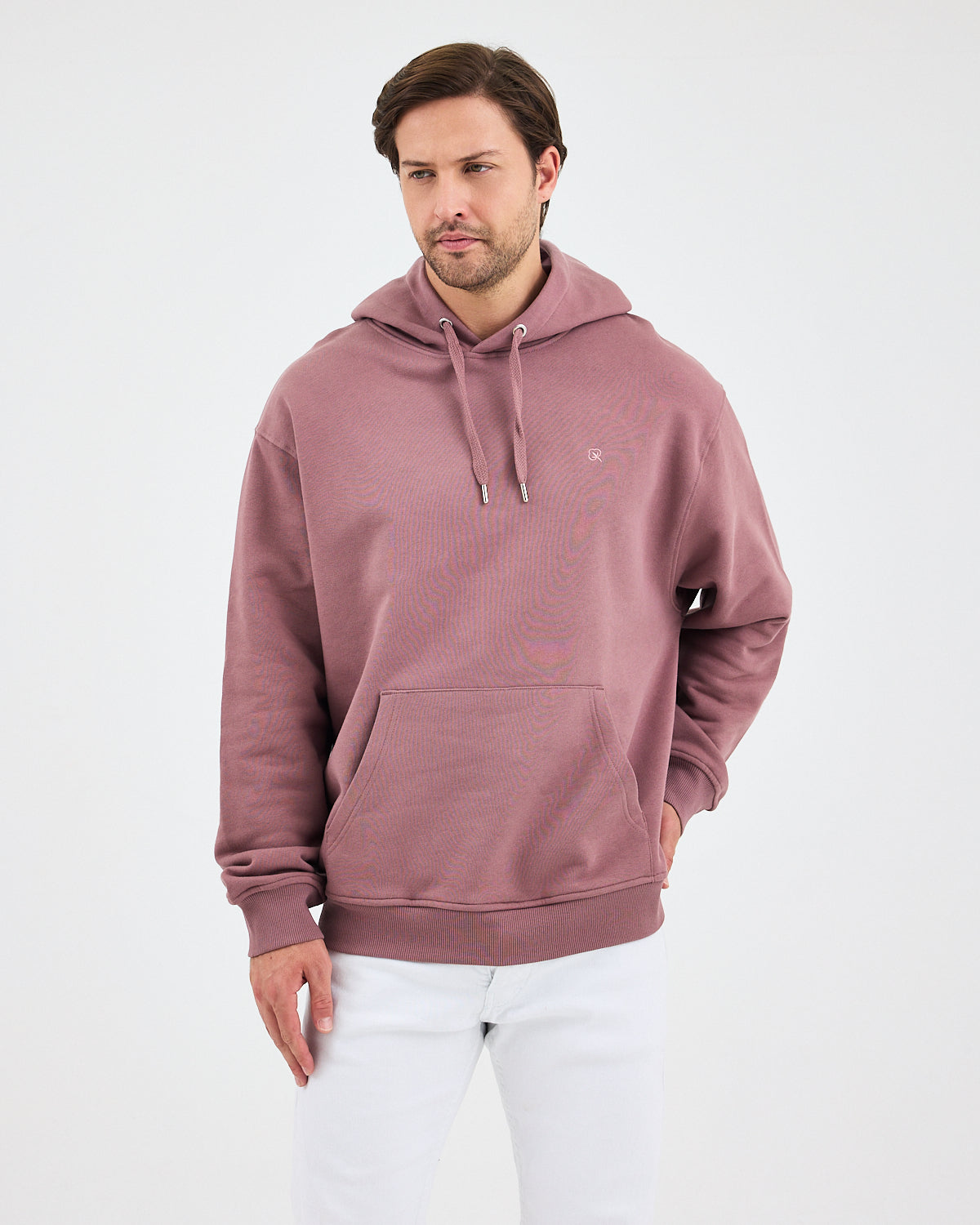 Unisex Gül Kurusu Nakışlı Kapüşonlu Organik Pamuk Oversize Sweatshirt