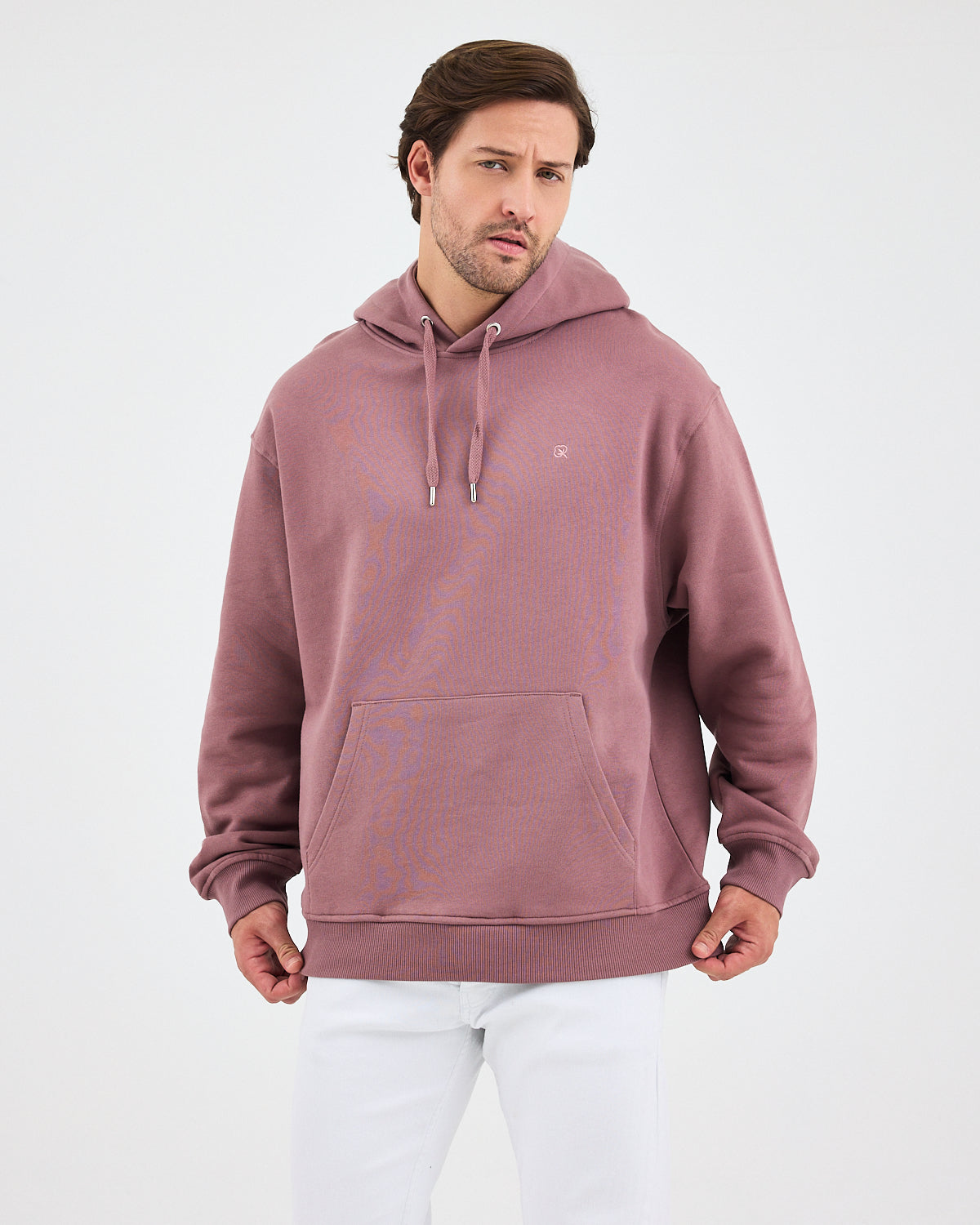 Unisex Gül Kurusu Nakışlı Kapüşonlu Organik Pamuk Oversize Sweatshirt