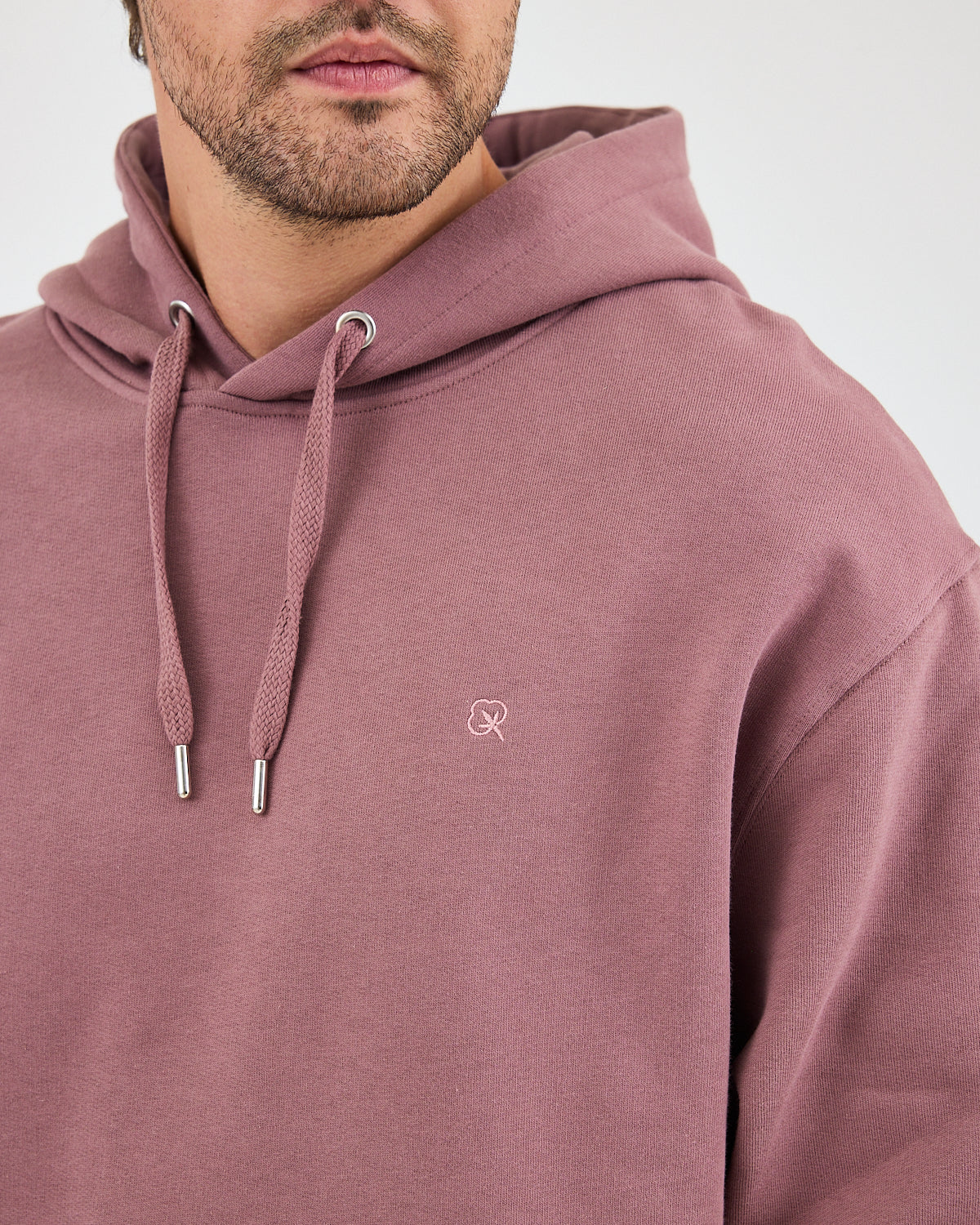 Unisex Gül Kurusu Nakışlı Kapüşonlu Organik Pamuk Oversize Sweatshirt