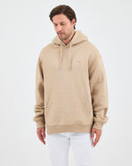 Unisex Beige Embroidered Hooded Organic Cotton Oversize Sweatshirt-1011418