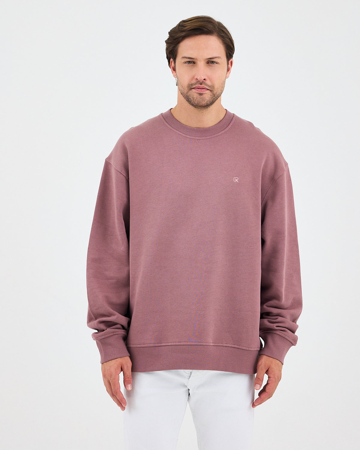 Unisex Gül Kurusu Nakışlı Bisiklet Yaka Organik Pamuk Oversize Sweatshirt