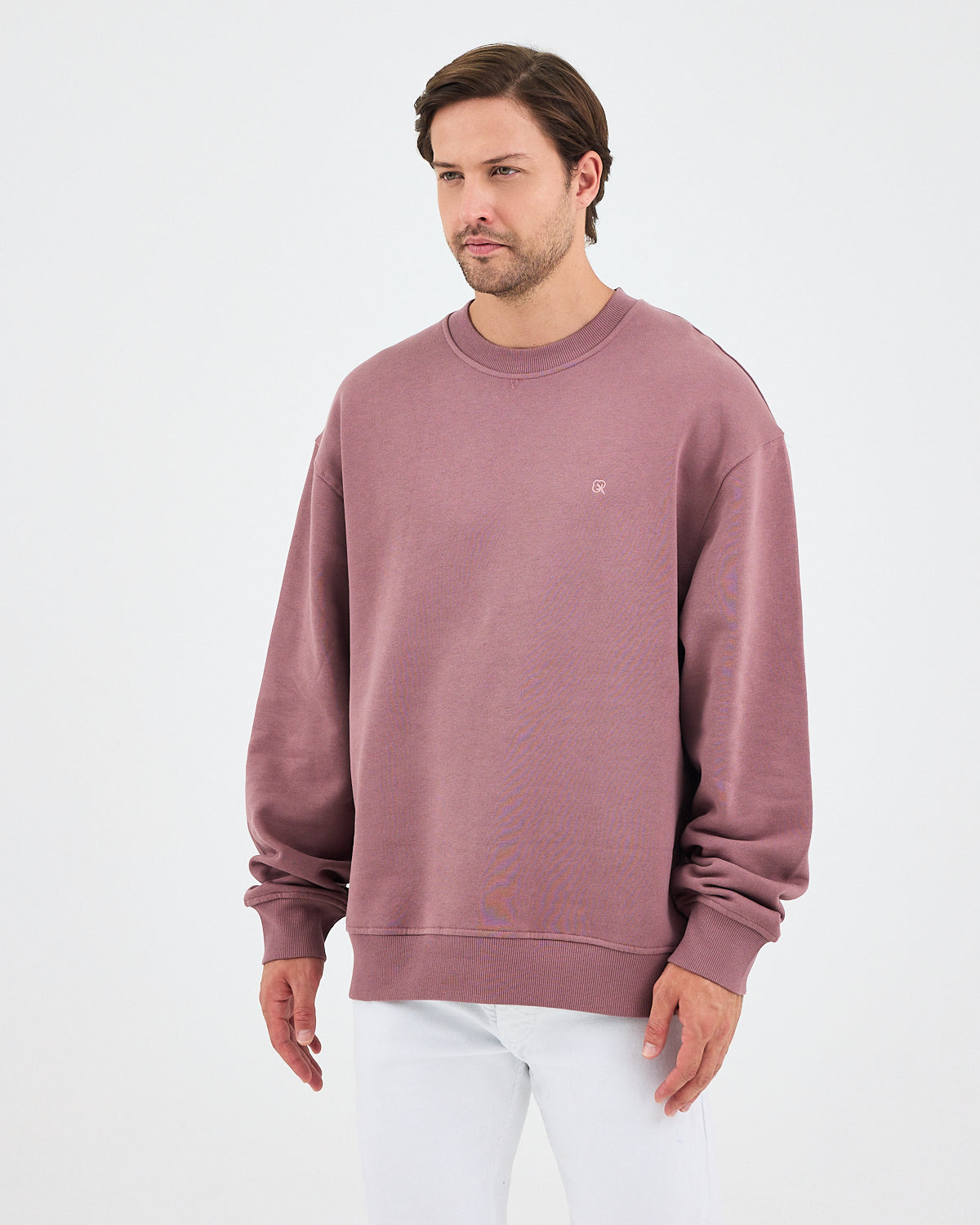 Unisex Gül Kurusu Nakışlı Bisiklet Yaka Organik Pamuk Oversize Sweatshirt