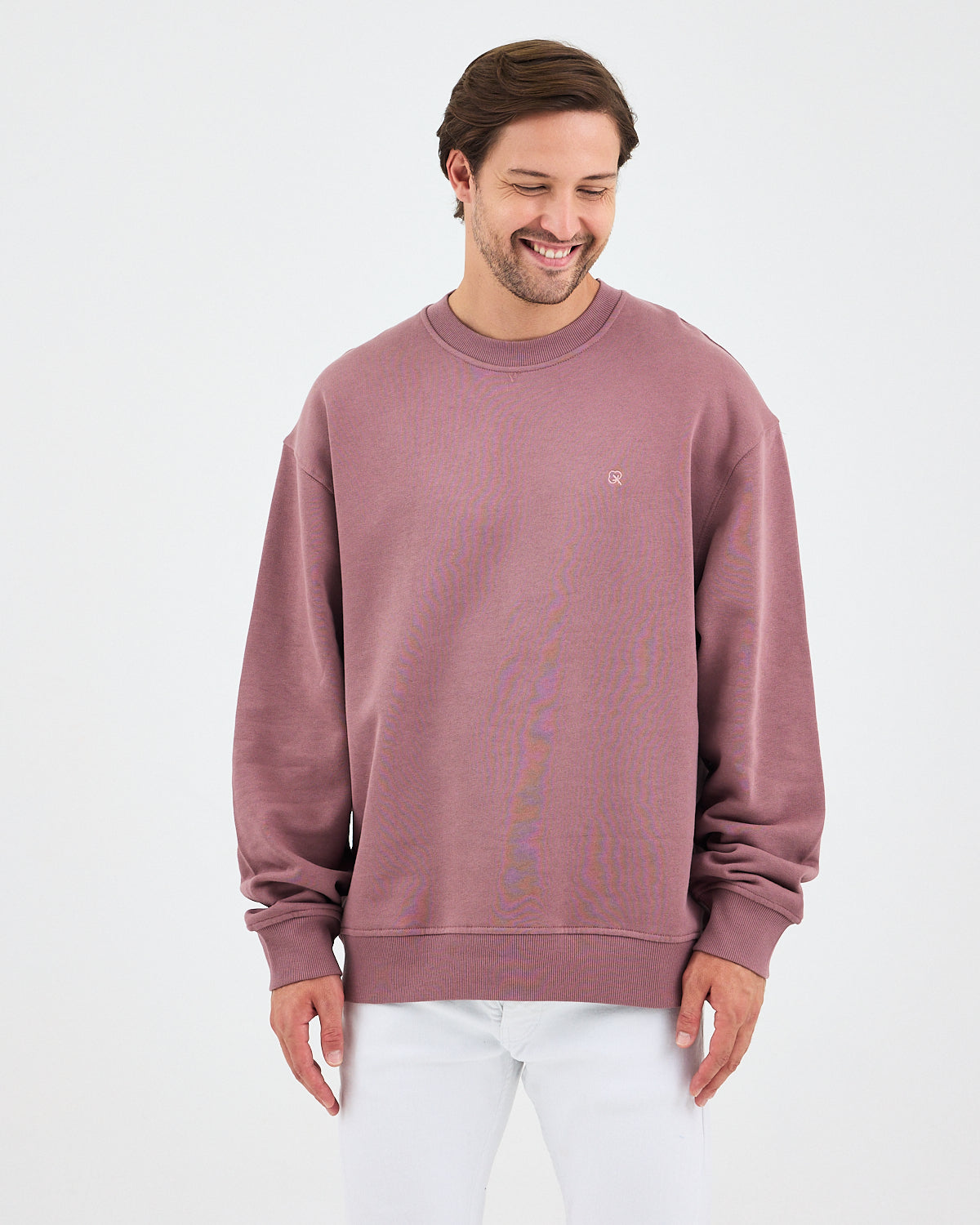 Unisex Gül Kurusu Nakışlı Bisiklet Yaka Organik Pamuk Oversize Sweatshirt