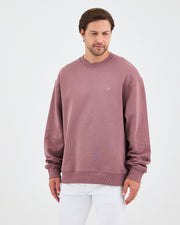 Unisex Gül Kurusu Nakışlı Bisiklet Yaka Organik Pamuk Oversize Sweatshirt