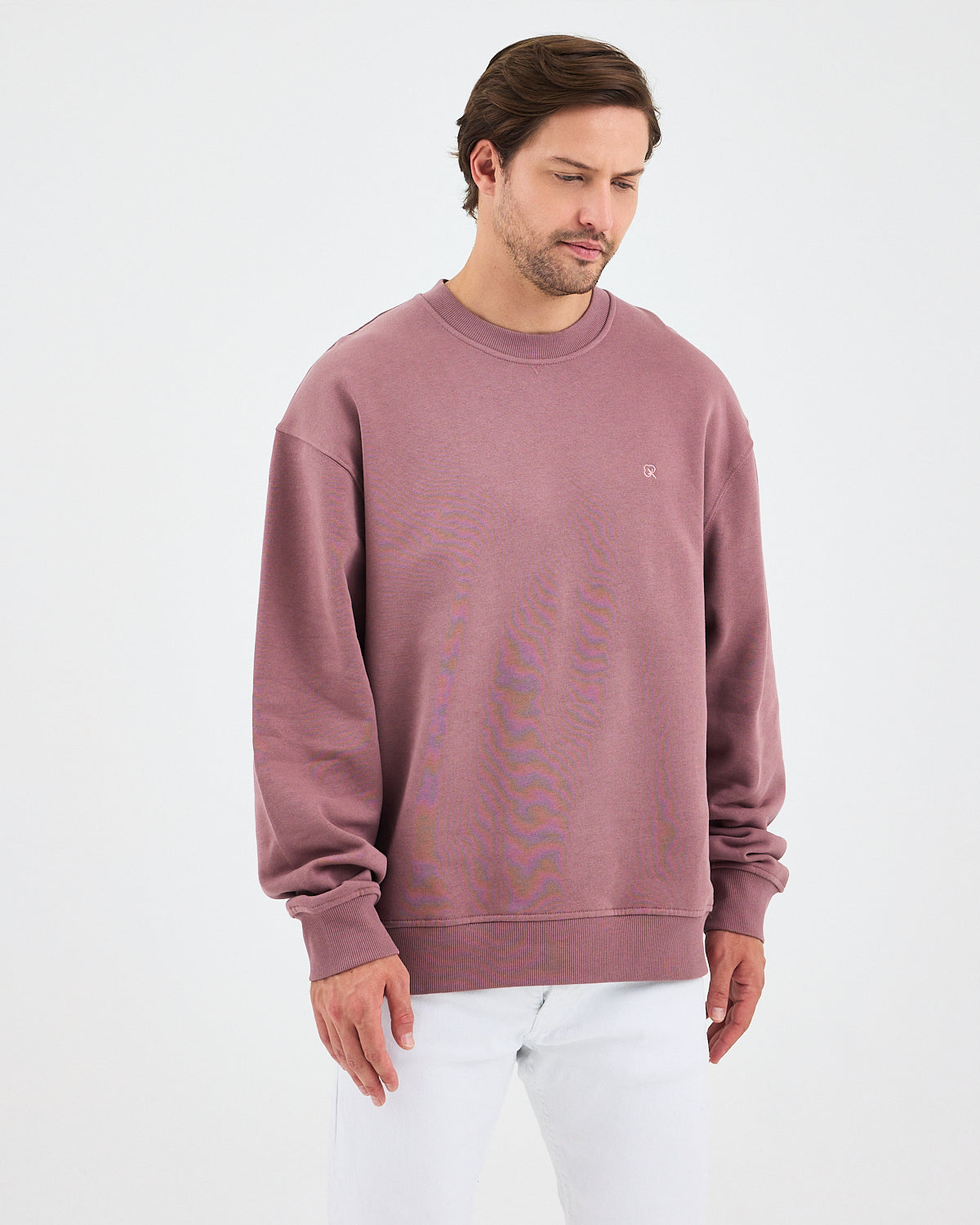 Unisex Gül Kurusu Nakışlı Bisiklet Yaka Organik Pamuk Oversize Sweatshirt