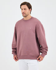 Unisex Gül Kurusu Nakışlı Bisiklet Yaka Organik Pamuk Oversize Sweatshirt