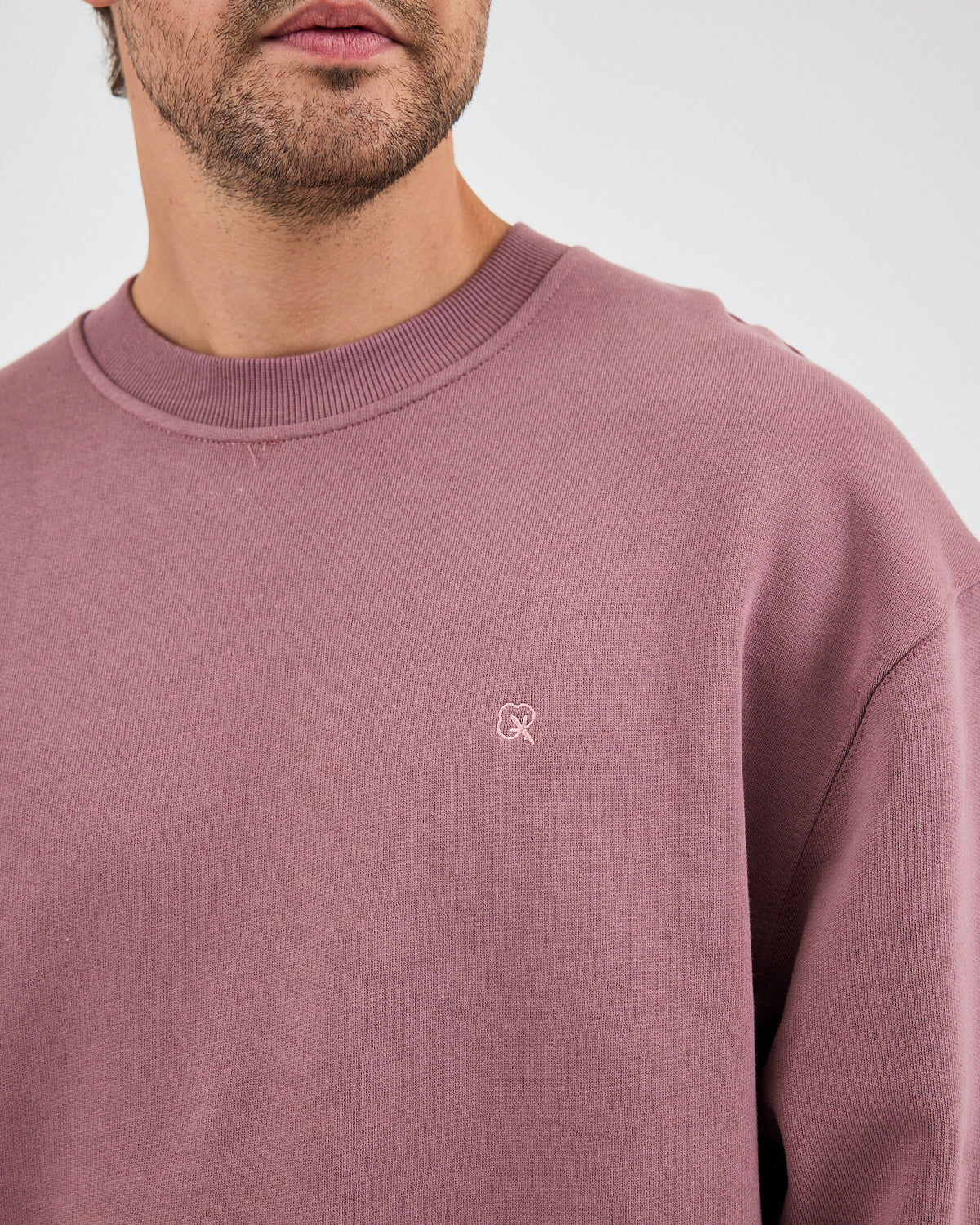 Unisex Gül Kurusu Nakışlı Bisiklet Yaka Organik Pamuk Oversize Sweatshirt