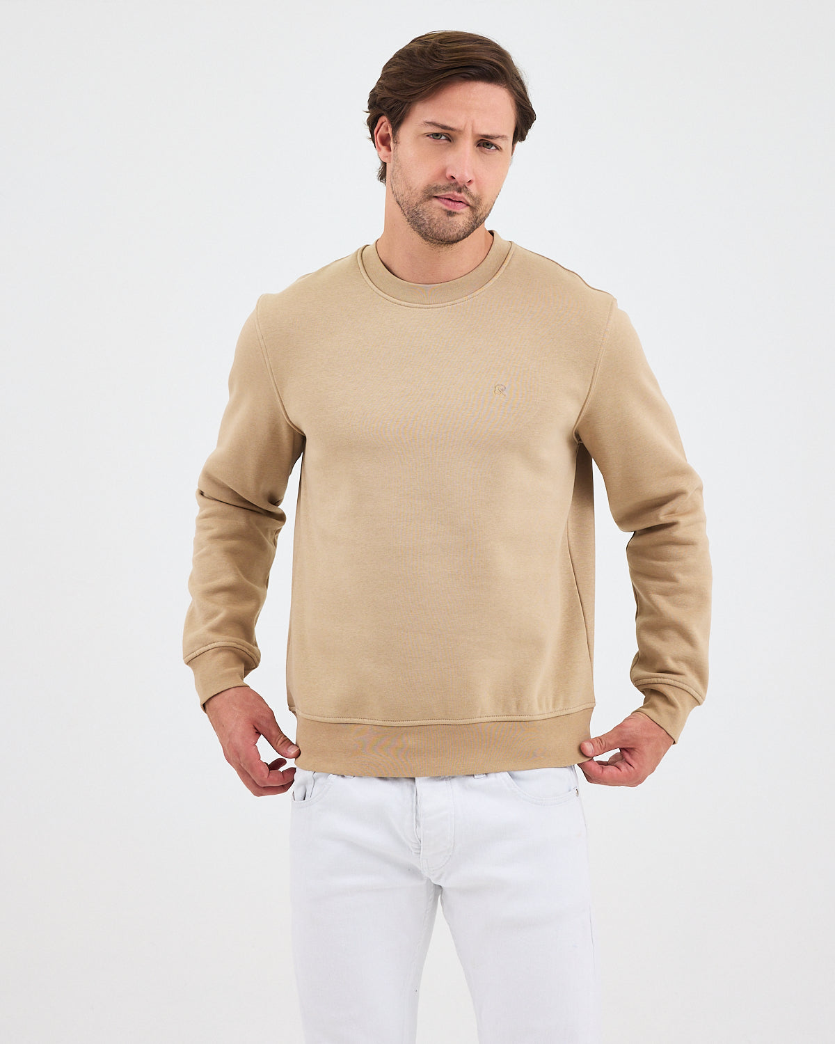 Unisex Kum Beji Nakışlı Organik Pamuk Standart Kalıp Sweatshirt