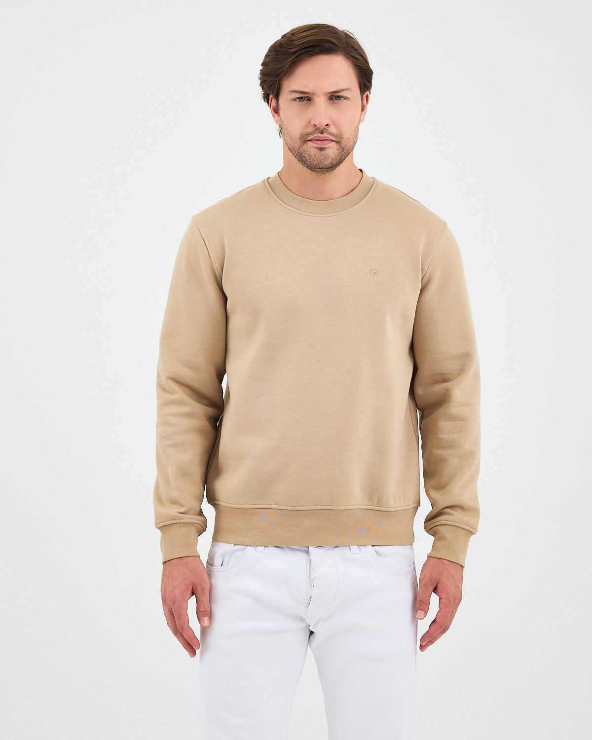 Unisex Kum Beji Nakışlı Organik Pamuk Standart Kalıp Sweatshirt