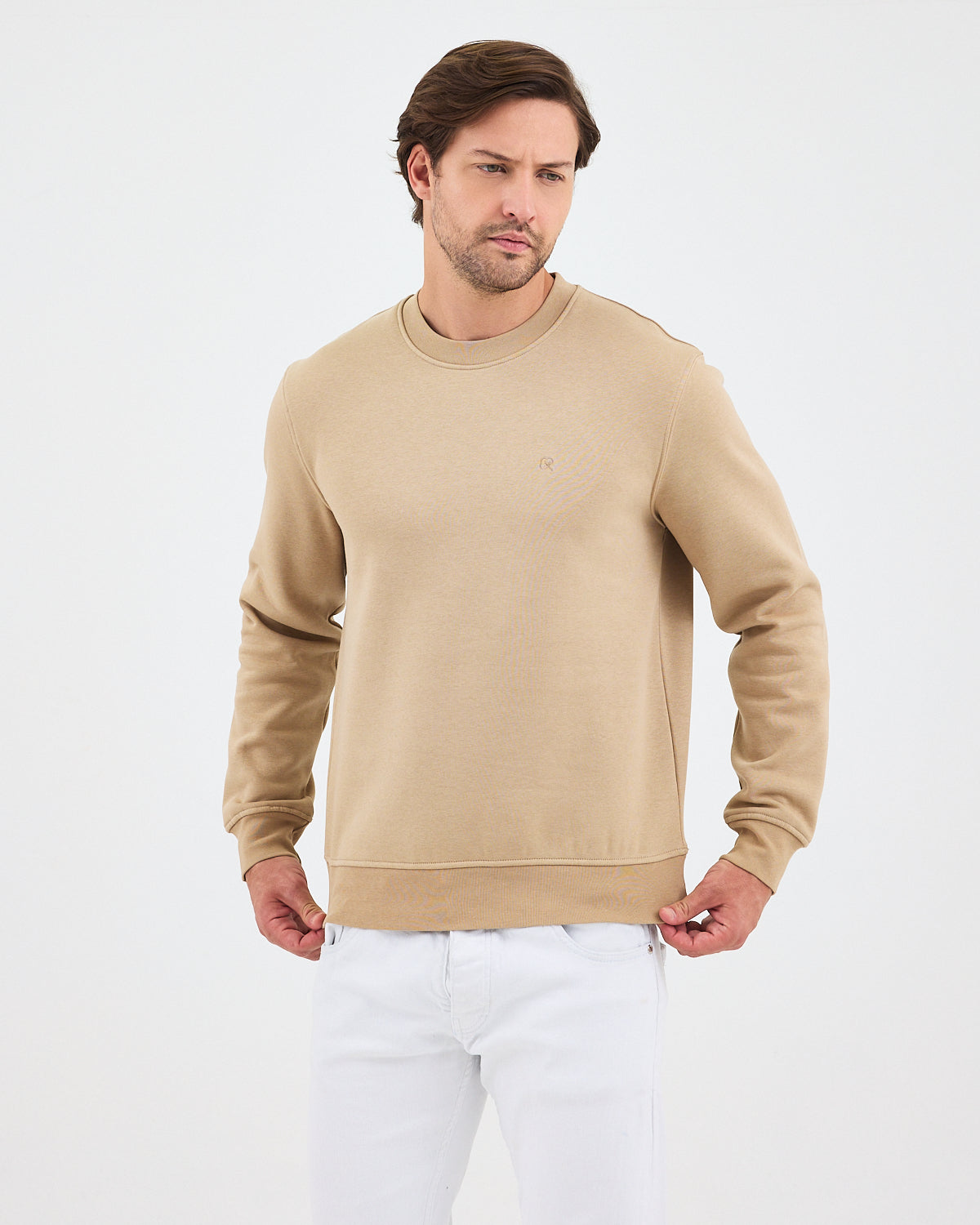 Unisex Kum Beji Nakışlı Organik Pamuk Standart Kalıp Sweatshirt