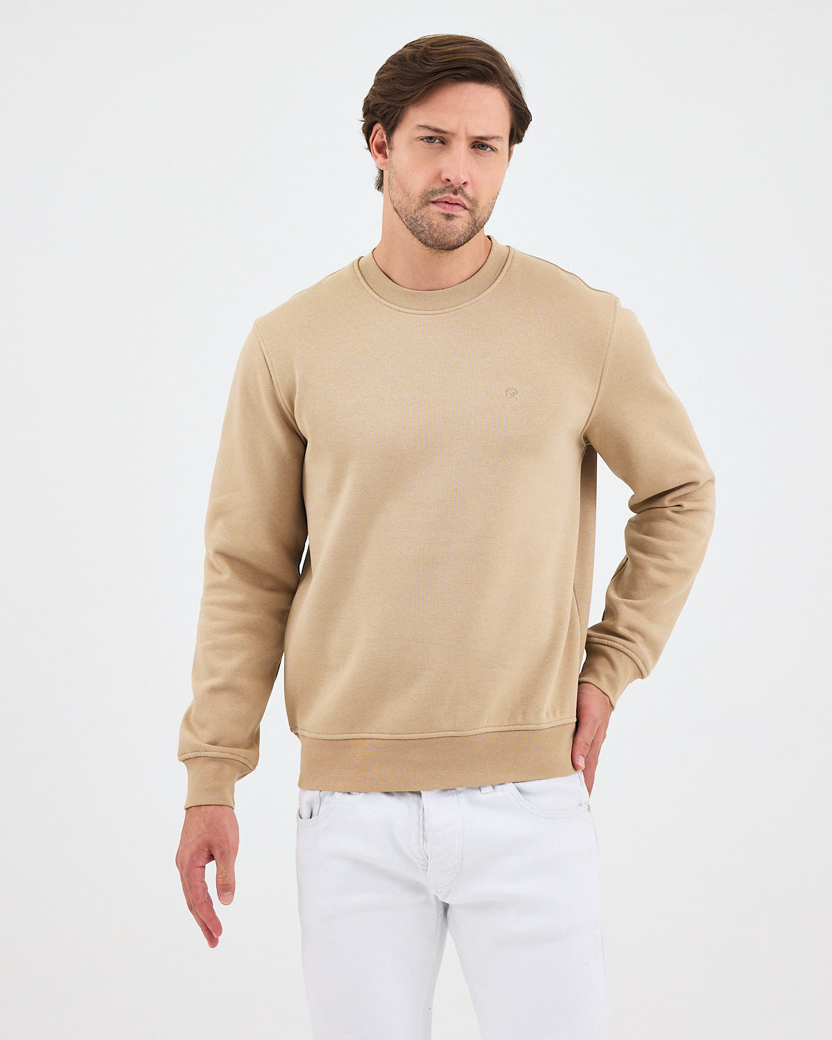 Unisex Kum Beji Nakışlı Organik Pamuk Standart Kalıp Sweatshirt