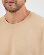 Unisex Bej Nakışlı Oversize Bisiklet Yaka Organik Pamuklu T-Shirt
