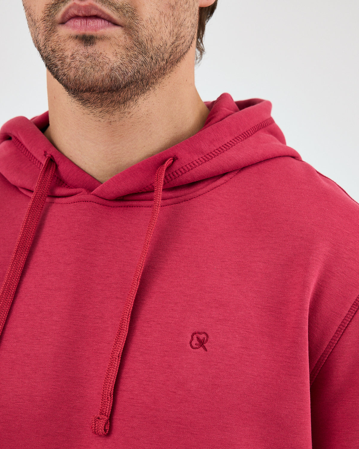 Unisex Bordo Nakışlı Kapüşonlu Organik Pamuk Recycled Polyester Standart Kalıp Sweatshirt