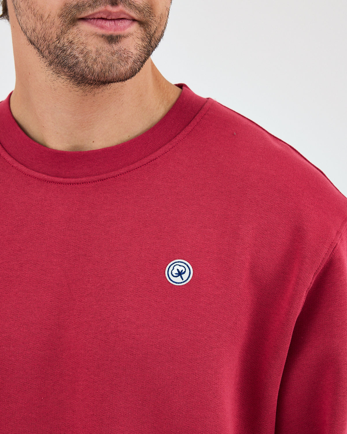 Unisex White Logo Organic Cotton Crew Neck Relaxed Fit Sweatshirt-1031153