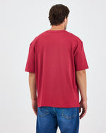 Unisex Burgundy Embroidered Oversize Crew Neck Organic Cotton T-Shirt-1010516
