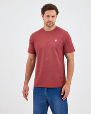 Unisex Gül Kurusu Beyaz Aplike Logo Organik Pamuk Standart Kesim Bisiklet Yaka T-shirt