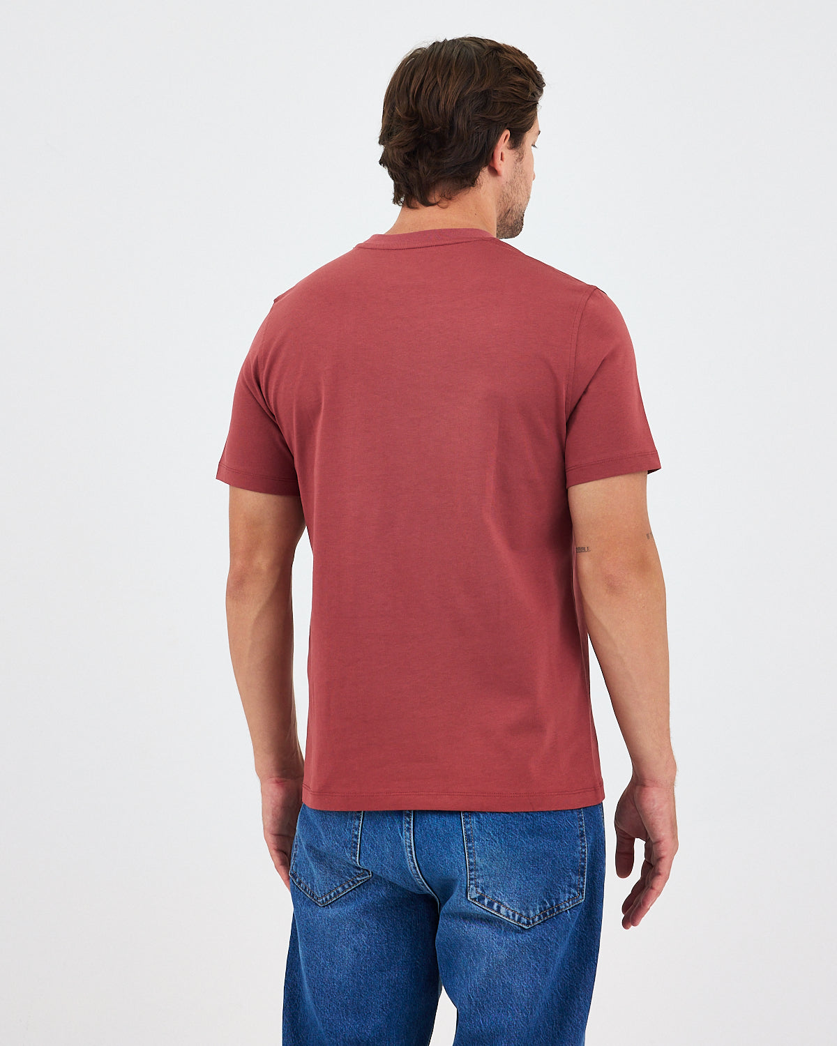 Unisex Gül Kurusu Beyaz Aplike Logo Organik Pamuk Standart Kesim Bisiklet Yaka T-shirt