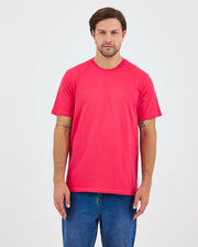 Unisex Red Embroidered Standard Fit Crew Neck Organic Cotton T-Shirt-1010217